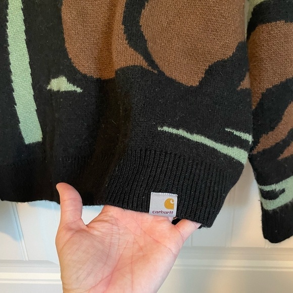 Carhartt WIP Duck Pond Wool Blend Sweater Jacquard Mens small - Picture 2 of 5